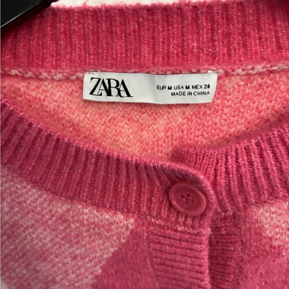 Zara Pink Argyle Cardigan - Picture 3 of 3